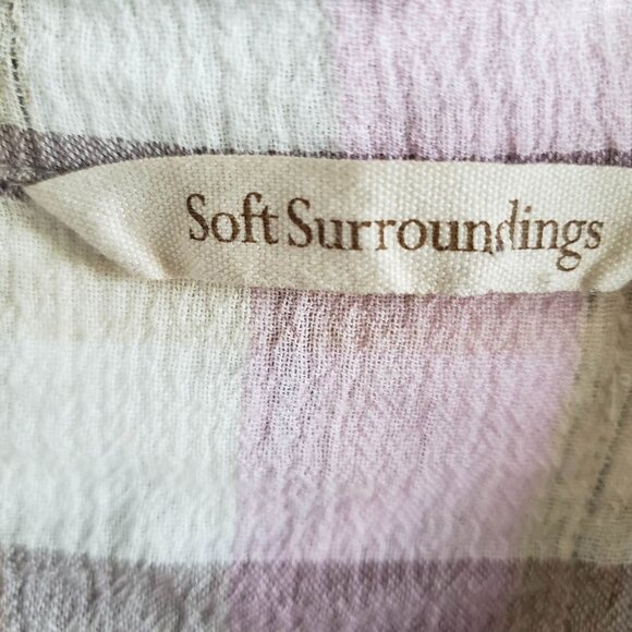 Soft Surroundings Woman Size XL Shirt Gauzy 100% Cotton  Pink Plaid Button Up - Picture 6 of 9